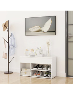 Panca Portascarpe Bianco Lucido 80x30x45 cm in Truciolato