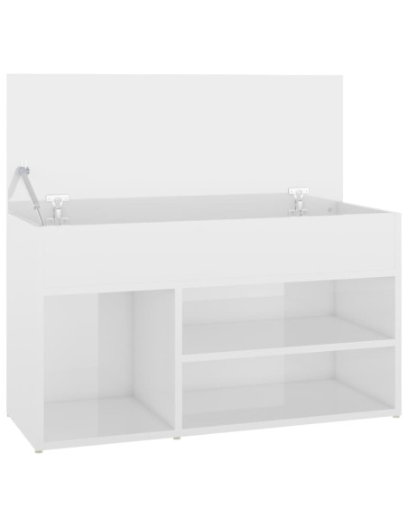 Panca Portascarpe Bianco Lucido 80x30x45 cm in Truciolato