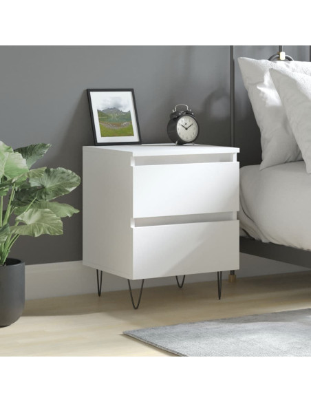 Comodino Bianco 40x35x50 cm in Legno Multistrato