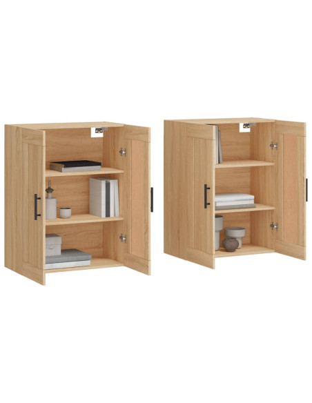 Armadietti a Parete 2 pz Rovere Sonoma in Legno Multistrato