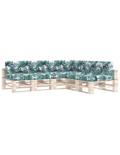 Cuscini per Divano Pallet 7 pz Motivo a Foglie 2