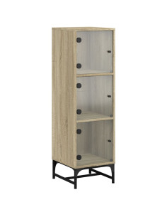 Credenza con Ante in Vetro Rovere Sonoma 35x37x120 cm 2