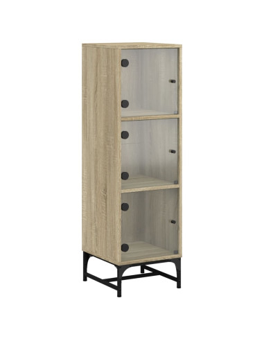 Credenza con Ante in Vetro Rovere Sonoma 35x37x120 cm