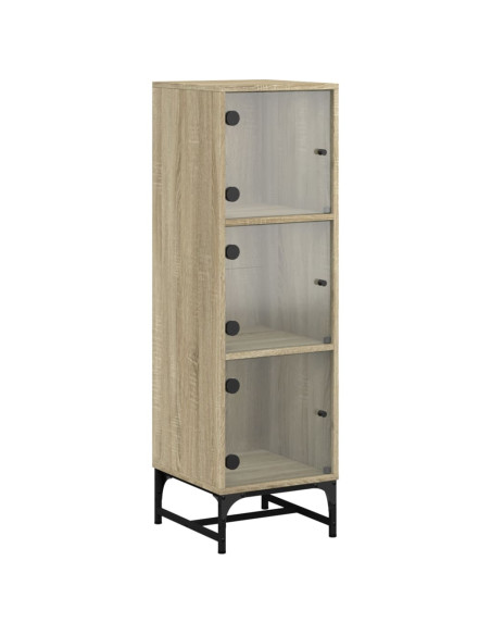 Credenza con Ante in Vetro Rovere Sonoma 35x37x120 cm