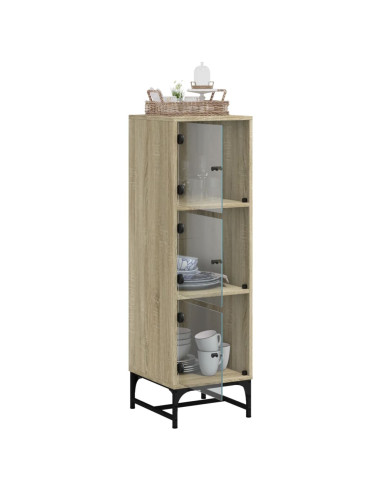 Credenza con Ante in Vetro Rovere Sonoma 35x37x120 cm