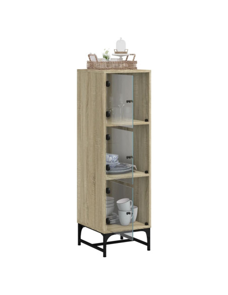 Credenza con Ante in Vetro Rovere Sonoma 35x37x120 cm