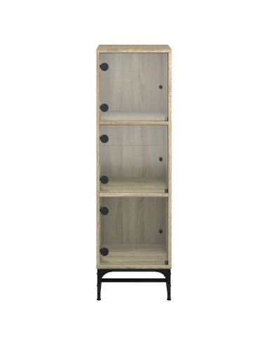 Credenza con Ante in Vetro Rovere Sonoma 35x37x120 cm