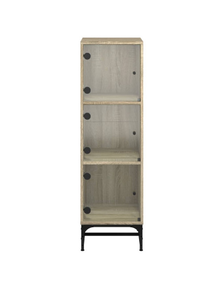 Credenza con Ante in Vetro Rovere Sonoma 35x37x120 cm