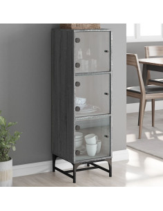 Credenza con Ante in Vetro Grigio Sonoma 35x37x120 cm