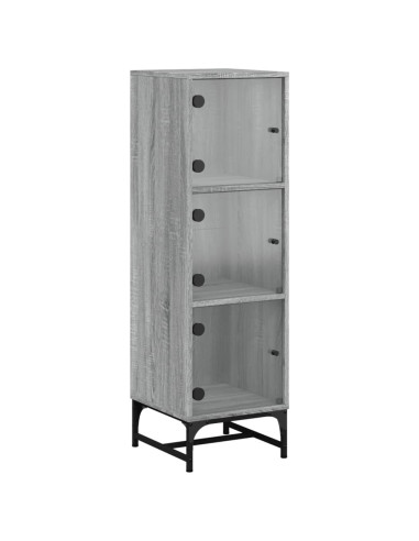 Credenza con Ante in Vetro Grigio Sonoma 35x37x120 cm