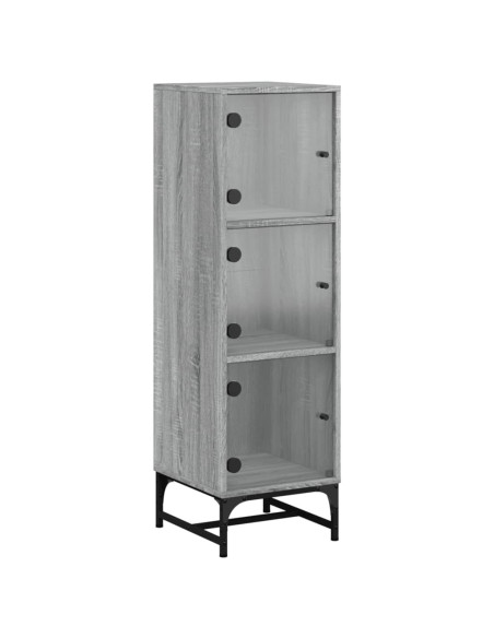 Credenza con Ante in Vetro Grigio Sonoma 35x37x120 cm