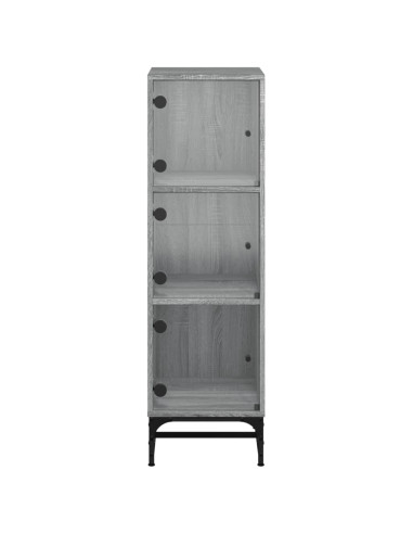 Credenza con Ante in Vetro Grigio Sonoma 35x37x120 cm