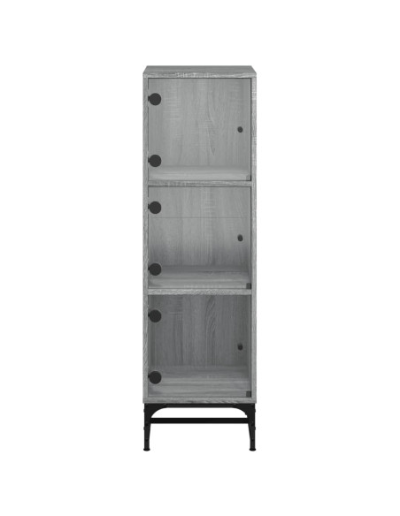 Credenza con Ante in Vetro Grigio Sonoma 35x37x120 cm