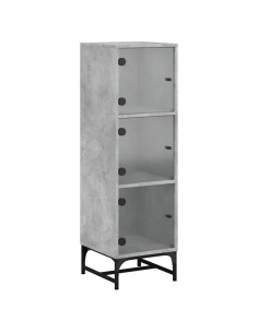 Credenza con Ante in Vetro Grigio Cemento 35x37x120 cm 2