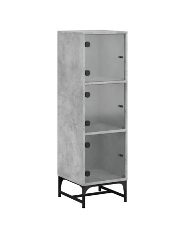 Credenza con Ante in Vetro Grigio Cemento 35x37x120 cm