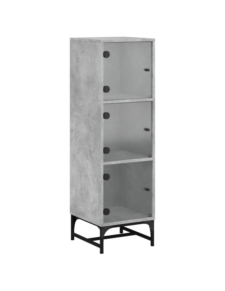 Credenza con Ante in Vetro Grigio Cemento 35x37x120 cm