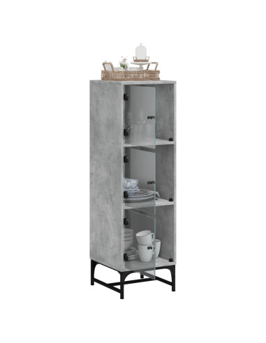 Credenza con Ante in Vetro Grigio Cemento 35x37x120 cm