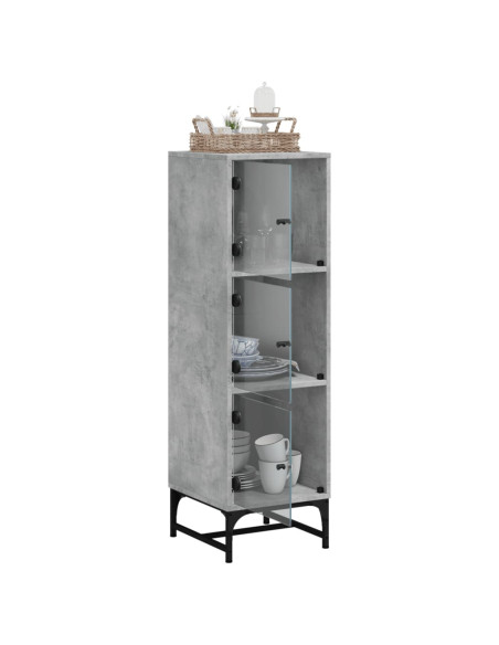 Credenza con Ante in Vetro Grigio Cemento 35x37x120 cm