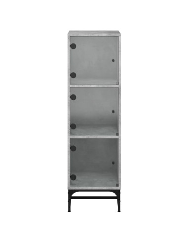 Credenza con Ante in Vetro Grigio Cemento 35x37x120 cm