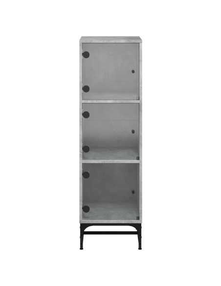 Credenza con Ante in Vetro Grigio Cemento 35x37x120 cm