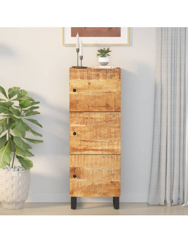 Credenza con 3 Ante 40x33x110 cm Legno Massello Mango e Ferro