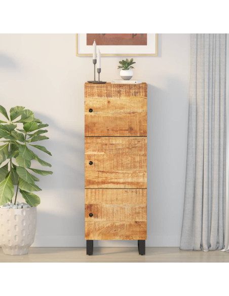 Credenza con 3 Ante 40x33x110 cm Legno Massello Mango e Ferro