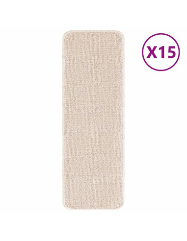 Tappetini Antiscivolo per Scale 15 pcs Crema 60 x 25 cm PP