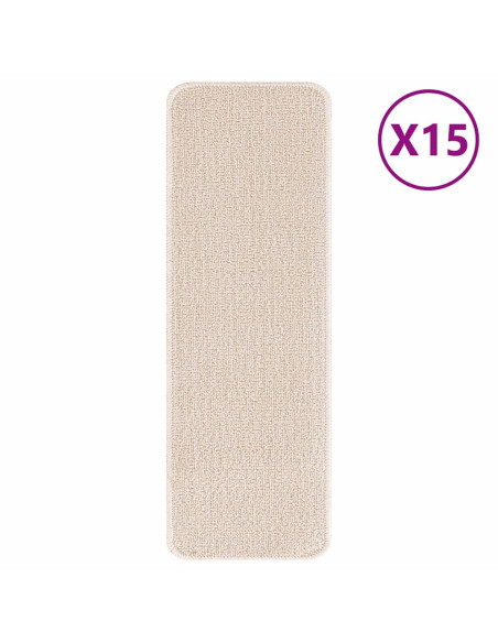 Tappetini Antiscivolo per Scale 15 pcs Crema 60 x 25 cm PP