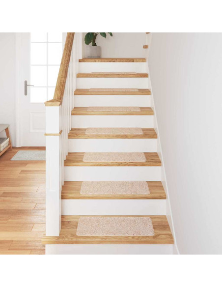 Tappetini Antiscivolo per Scale 15 pcs Crema 60 x 25 cm PP