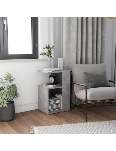 Tavolino Grigio Cemento 36x30x56 cm in Legno Multistrato