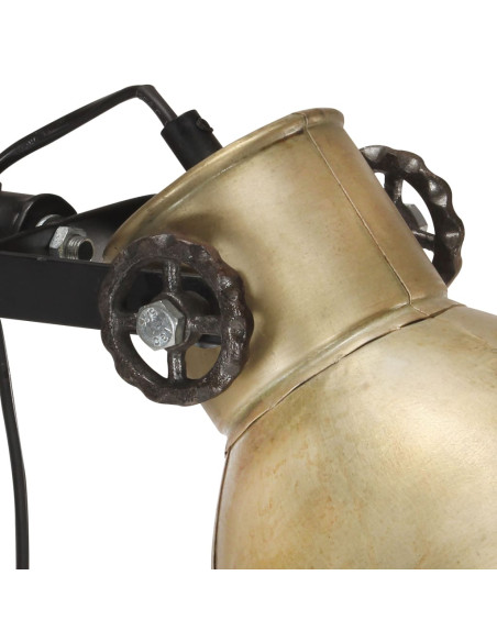Lampada da Pavimento con 2 Paralumi Ottone E27 in Ghisa