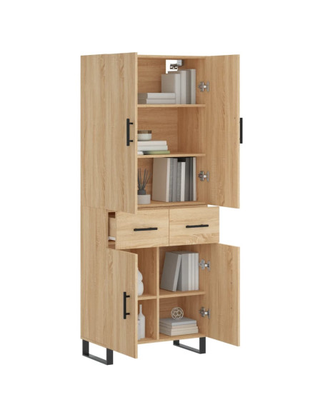 Credenza Rovere Sonoma 69,5x34x180 cm in Legno Multistrato