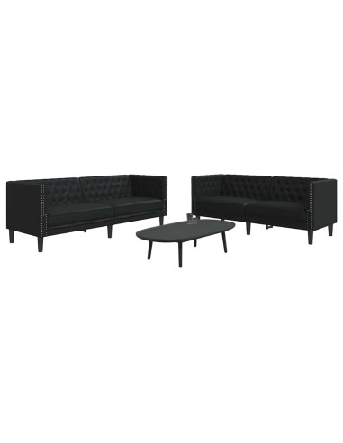 Divano per Soggiorno 2 pcs Nero 194 x 74,5 x 70,5 cm