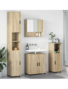 Set di mobili per il bagno con porta 4 pcs Rovere Sonoma