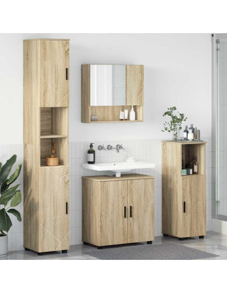 Set di mobili per il bagno con porta 4 pcs Rovere Sonoma