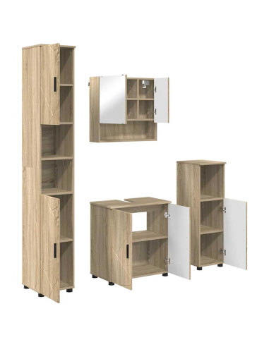 Set di mobili per il bagno con porta 4 pcs Rovere Sonoma