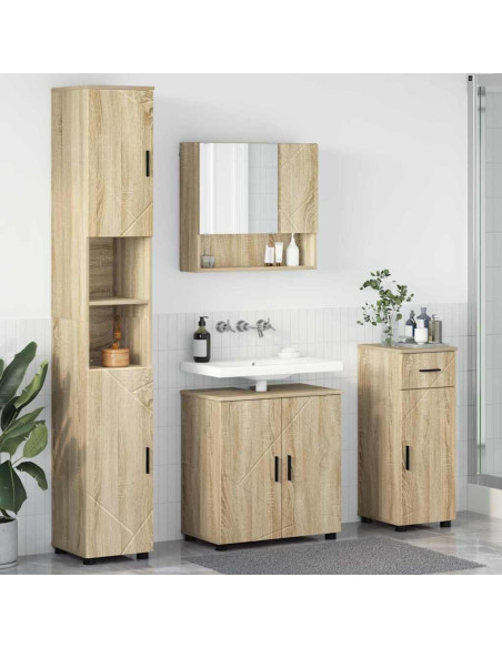 Set di mobili per il bagno con cassetto 4 pcs Rovere Sonoma