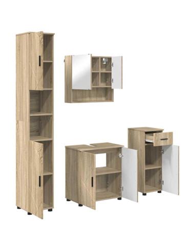 Set di mobili per il bagno con cassetto 4 pcs Rovere Sonoma