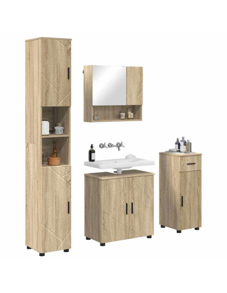 Set di mobili per il bagno con cassetto 4 pcs Rovere Sonoma