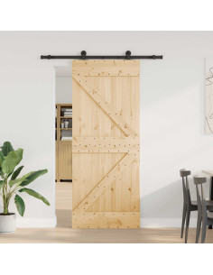 Porta scorrevole NARVIK 85 x 210 cm (152,5 cm) Naturale e Nero