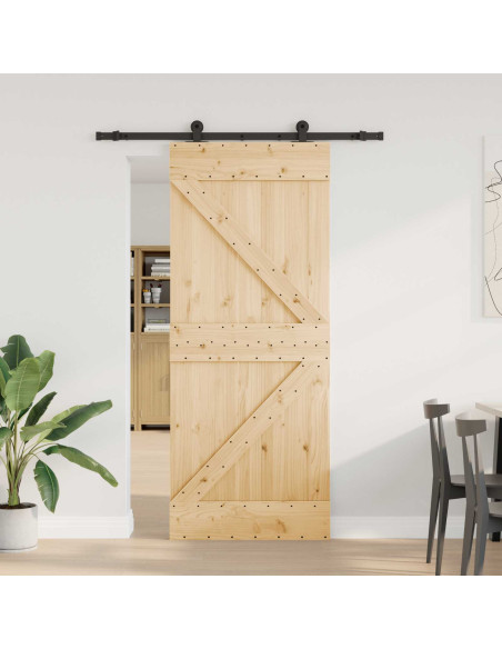 Porta scorrevole NARVIK 85 x 210 cm (152,5 cm) Naturale e Nero