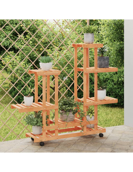 Portafiori con Ruote 95x25x101 cm in Legno Massello di Abete