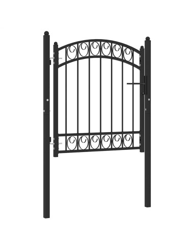 Cancello per recinzione EMMEN con parte superiore ad arco in acciaio 100x86 cm Nero