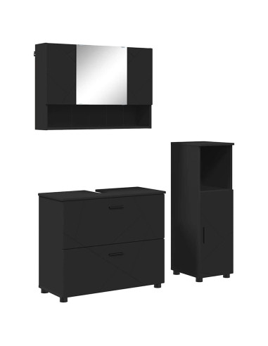 Set di mobili per il bagno con cassetto con porta 3 pcs Nero