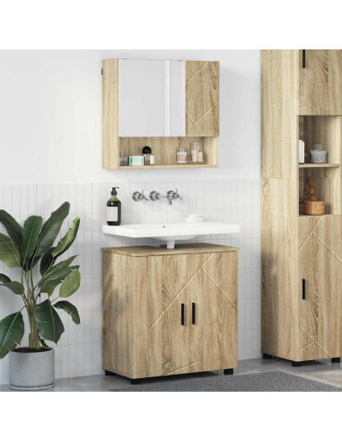 Set di mobili per il bagno con porta 2 pcs Rovere Sonoma