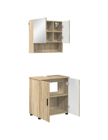 Set di mobili per il bagno con porta 2 pcs Rovere Sonoma