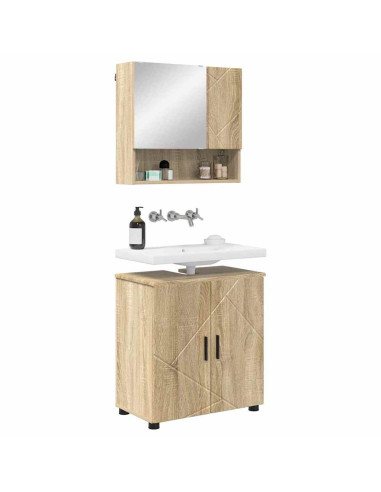 Set di mobili per il bagno con porta 2 pcs Rovere Sonoma