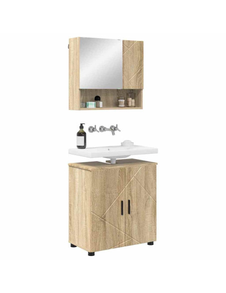 Set di mobili per il bagno con porta 2 pcs Rovere Sonoma