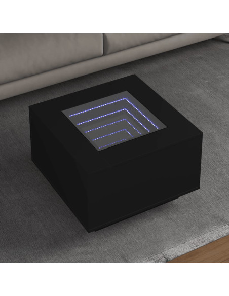 Tavolino Salotto con LED Rovere Fumo 60x60x40 cm Multistrato