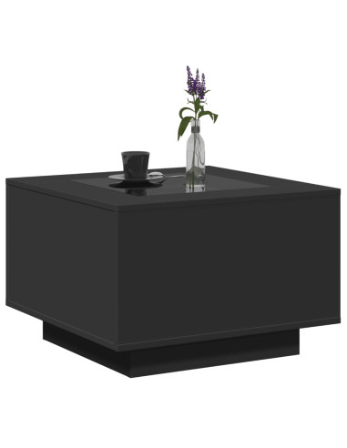 Tavolino Salotto con LED Rovere Fumo 60x60x40 cm Multistrato